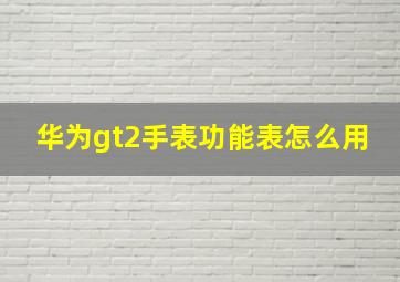 华为gt2手表功能表怎么用