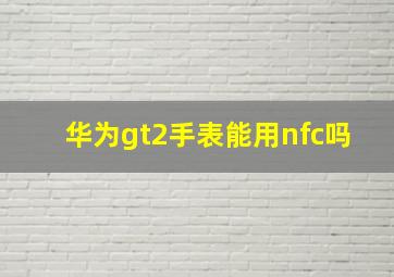 华为gt2手表能用nfc吗