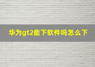 华为gt2能下软件吗怎么下