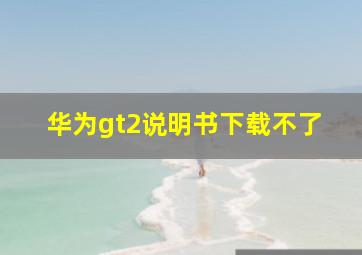 华为gt2说明书下载不了