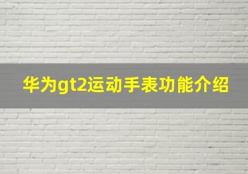 华为gt2运动手表功能介绍