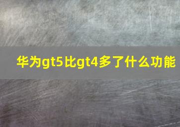 华为gt5比gt4多了什么功能