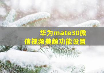 华为mate30微信视频美颜功能设置