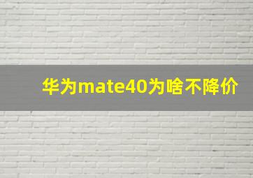 华为mate40为啥不降价