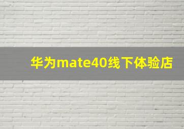 华为mate40线下体验店