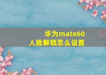 华为mate60人脸解锁怎么设置