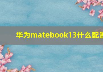 华为matebook13什么配置