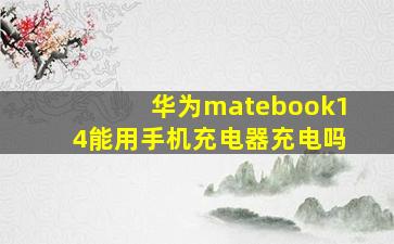 华为matebook14能用手机充电器充电吗