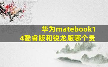 华为matebook14酷睿版和锐龙版哪个贵