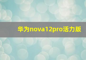 华为nova12pro活力版