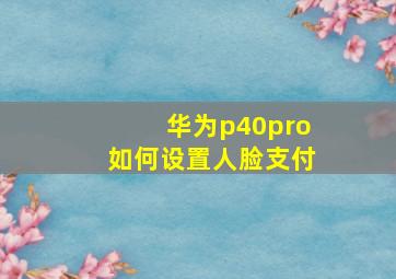 华为p40pro如何设置人脸支付