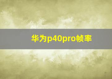 华为p40pro帧率