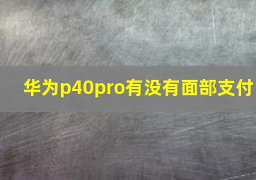 华为p40pro有没有面部支付