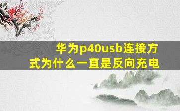 华为p40usb连接方式为什么一直是反向充电