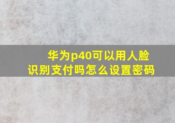 华为p40可以用人脸识别支付吗怎么设置密码