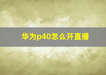 华为p40怎么开直播