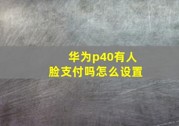 华为p40有人脸支付吗怎么设置