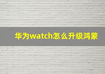 华为watch怎么升级鸿蒙