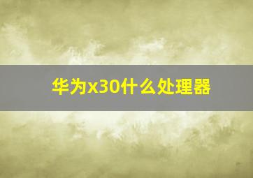 华为x30什么处理器