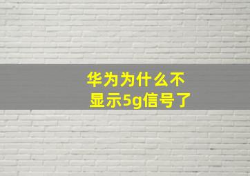 华为为什么不显示5g信号了