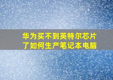 华为买不到英特尔芯片了如何生产笔记本电脑