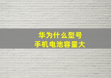 华为什么型号手机电池容量大