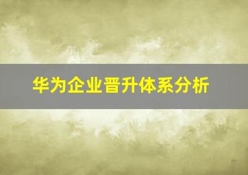 华为企业晋升体系分析