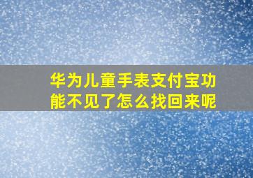 华为儿童手表支付宝功能不见了怎么找回来呢