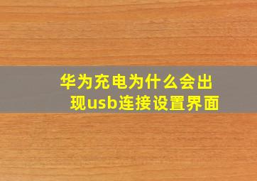 华为充电为什么会出现usb连接设置界面