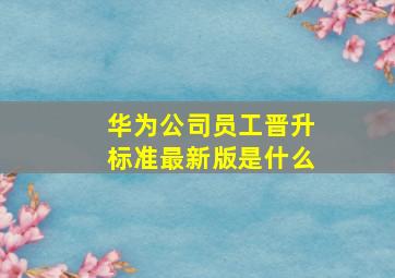 华为公司员工晋升标准最新版是什么