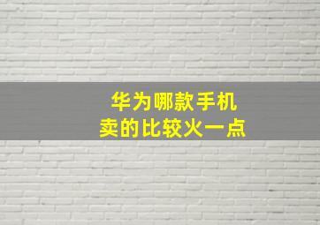 华为哪款手机卖的比较火一点