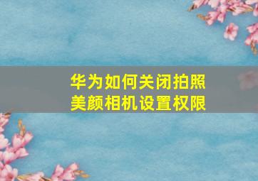 华为如何关闭拍照美颜相机设置权限