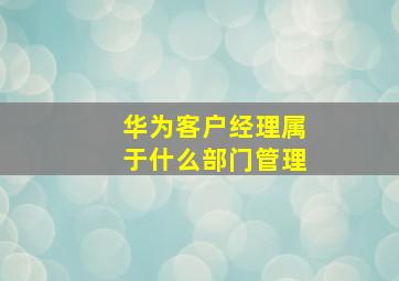 华为客户经理属于什么部门管理