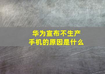 华为宣布不生产手机的原因是什么