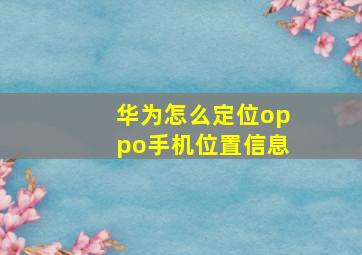 华为怎么定位oppo手机位置信息