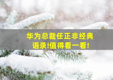 华为总裁任正非经典语录!值得看一看!