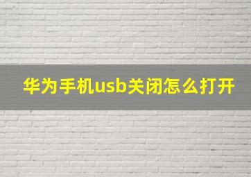 华为手机usb关闭怎么打开