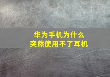 华为手机为什么突然使用不了耳机