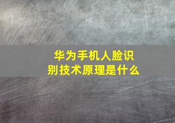 华为手机人脸识别技术原理是什么