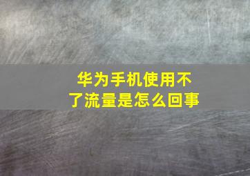 华为手机使用不了流量是怎么回事