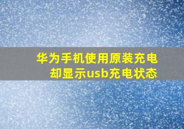 华为手机使用原装充电却显示usb充电状态