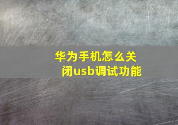 华为手机怎么关闭usb调试功能