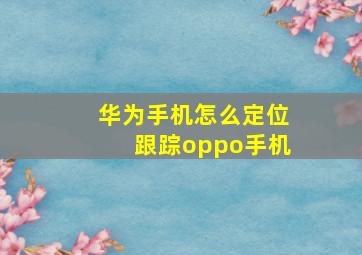 华为手机怎么定位跟踪oppo手机