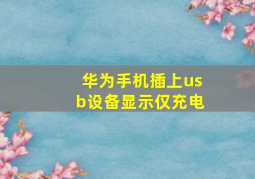 华为手机插上usb设备显示仅充电