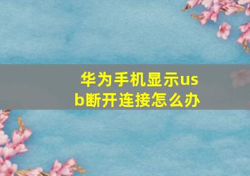 华为手机显示usb断开连接怎么办