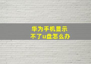 华为手机显示不了u盘怎么办