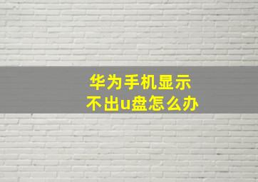 华为手机显示不出u盘怎么办