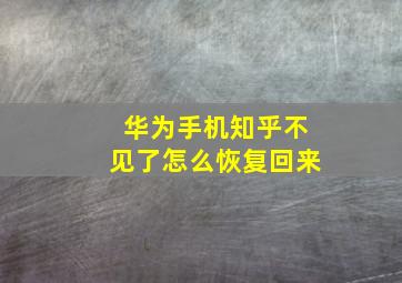 华为手机知乎不见了怎么恢复回来