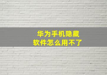 华为手机隐藏软件怎么用不了