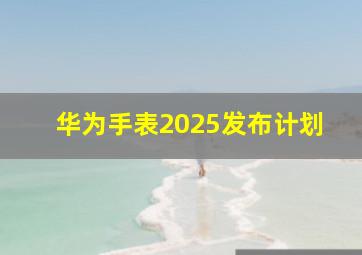 华为手表2025发布计划